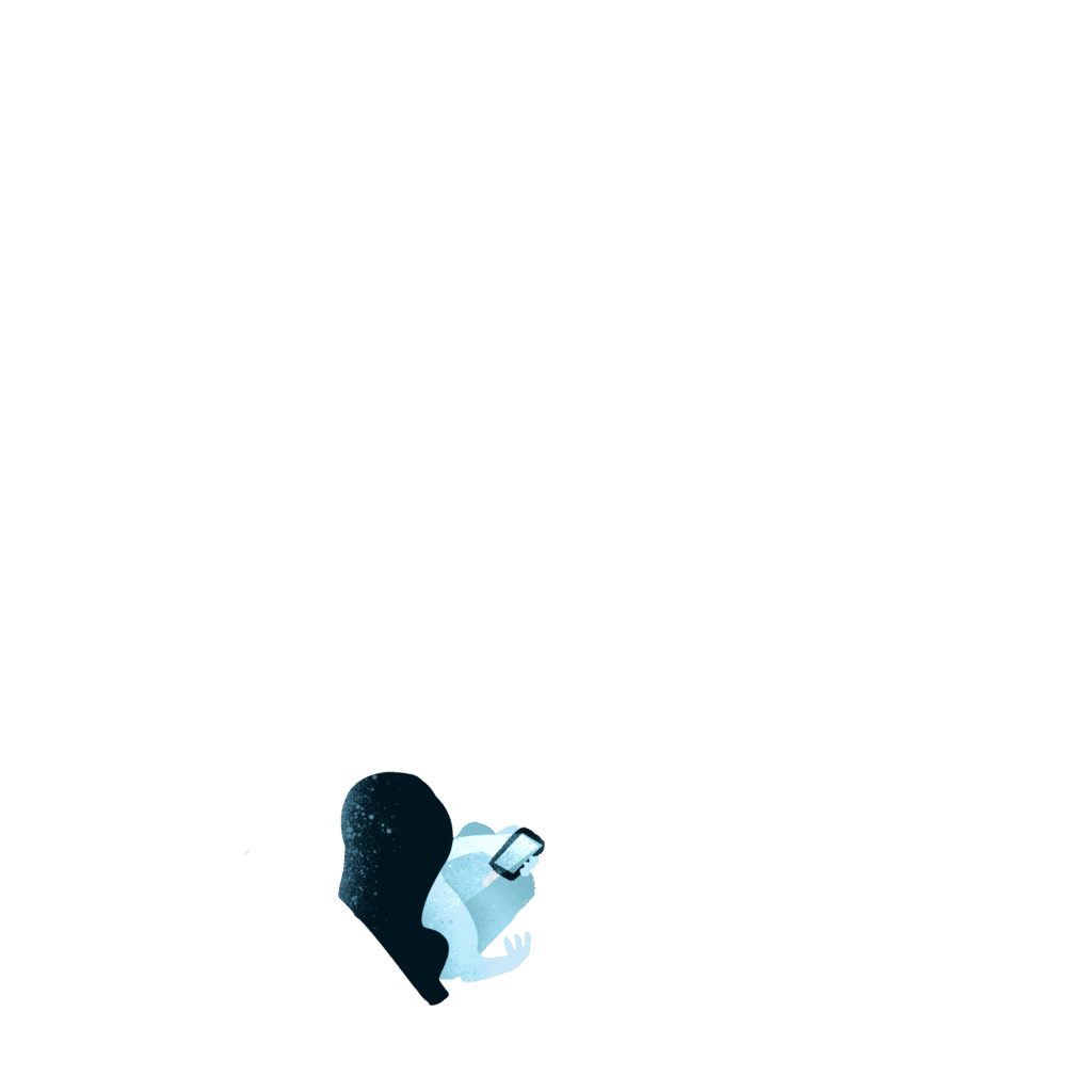a ghost girl sitting on the toilet, scrolling on her phone